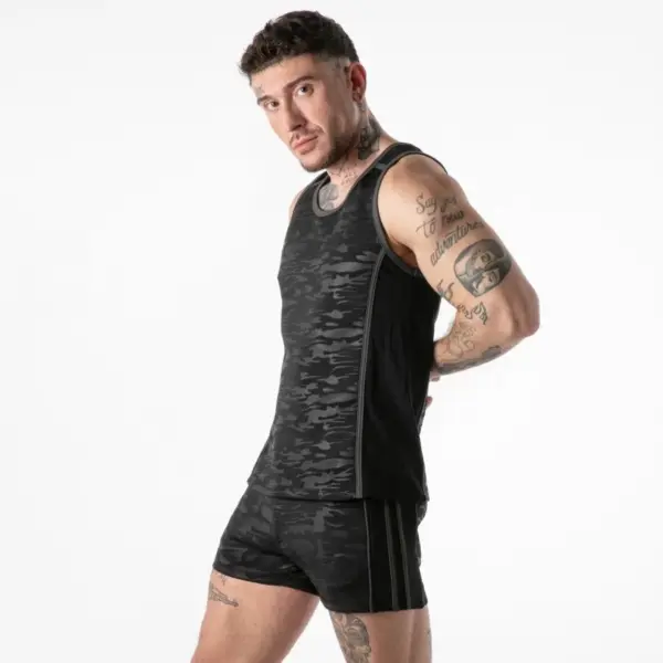 LOCKER GEAR - TANKTOP MET VOLLEDIGE MILITAIRE TOEGANG, ZWART, MAAT XL
