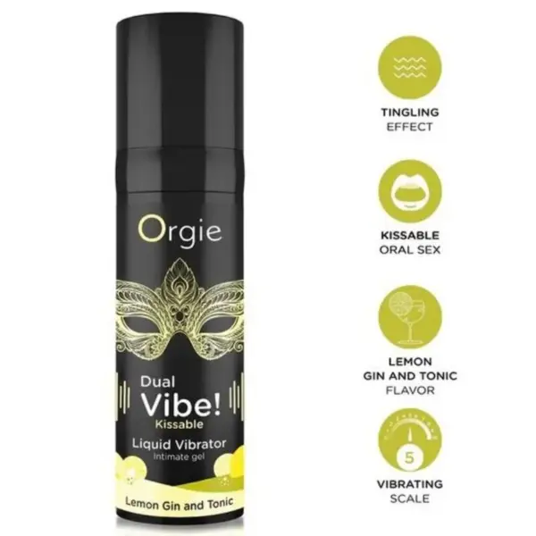 ORGIE - DUAL VIBE! CITROEN GIN EN TONIC KUSBARE VLOEISTOFVIBRATOR 15 ML