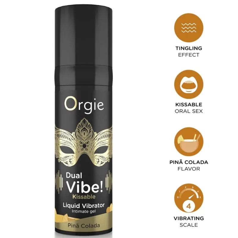 ORGIE - DUBBELE VIBE! PIÑA COLADA KUSSBARE VLOEISTOF VIBRATOR 15 ML