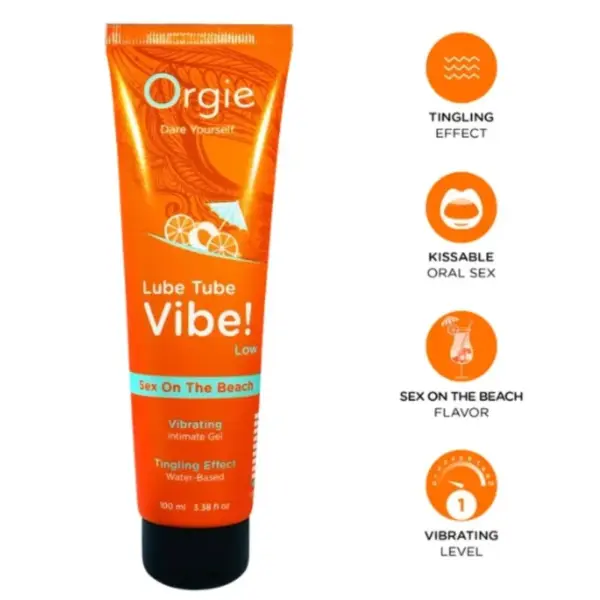 ORGIE - GLIJMIDDEL MET VIBEL! SEKS OP HET STRAND, KUSBARE INTIEME GEL MET LAGE TINTELING 100 ML