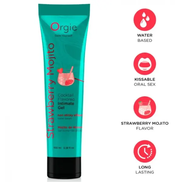 ORGIE - GLIJMIDDEL IN TUBE COCKTAIL AARDBEI MOJITO KUSBARE INTIEME GEL OP WATERBASIS 100 ML