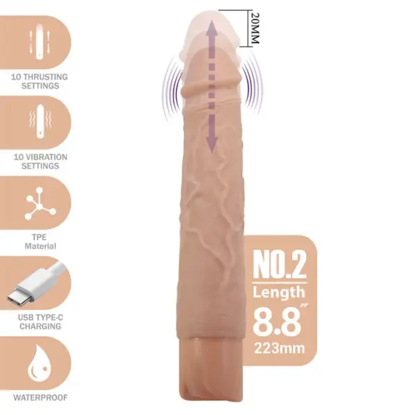 PRETTY LOVE - KESSLER REALISTISCHE VIBRERENDE DILDO MET 10 VIBRATIESTANDEN EN 10 STREEPJES, 22 CM NATUURLIJK