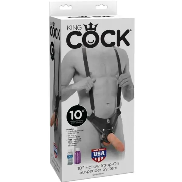 KING COCK - STRAP-ON MET 25,5 CM HOLLE DILDO EN VLEESKLEURIGE BANDJES