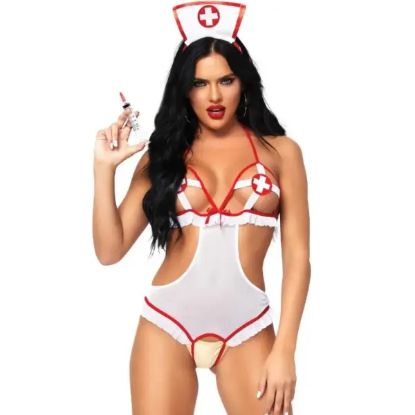 LEG AVENUE - TEDDY MET VERPLEEGKUNDIGE OPENING ONE SIZE