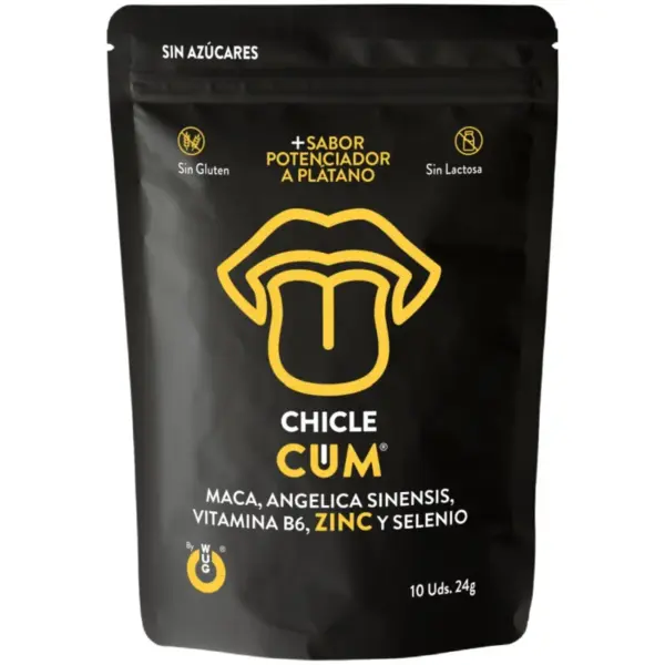 WUG CUM – Functionele kauwgom met bananensmaak om de mannelijke vruchtbaarheid, vitaliteit en energie te verhogen.