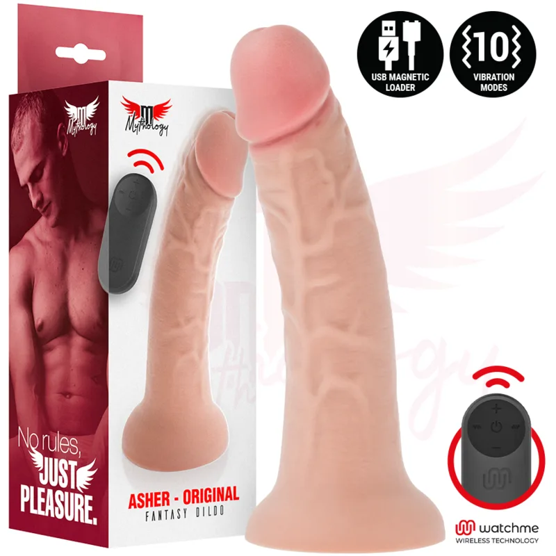 MYTHOLOGY - ASHER ORIGINELE DILDO M - VIBRATOR + AFSTANDSBEDIENING MET WATCHME DRAADLOZE TECHNOLOGIE