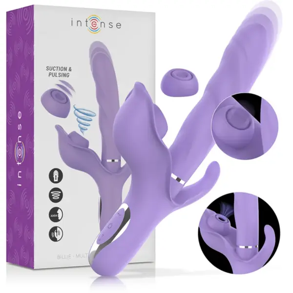 INTENSE - BILLIE MULTIFUNCTIONELE OPLAADBARE ZUIGVIBRATOR MET PAARSE DRUKKNOP