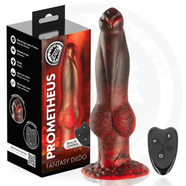 EPIC - PROMETHEUS TITAN FLAME OPLAADBARE DILDO MET AFSTANDSBEDIENING