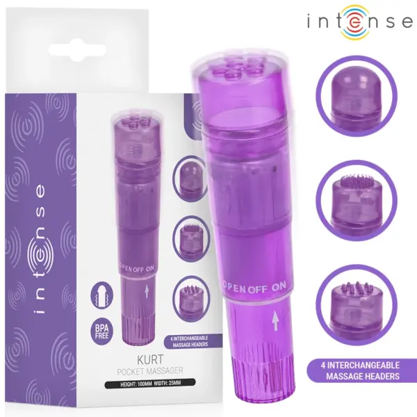 INTENSE - KURT MINI MASSAGEAPPARAAT MET 4 VERWISSELBARE OPZETSTUKKEN PAARS